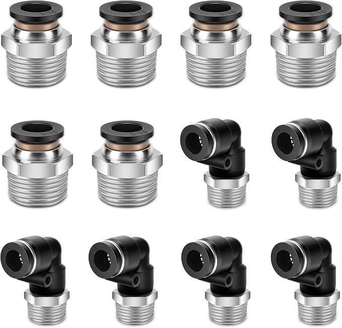 CNAODUN 12 Pcs Push to Connect Fittings 5/16 Inch Tube OD x 3/8 Inch NPT Thread by CNAODUN