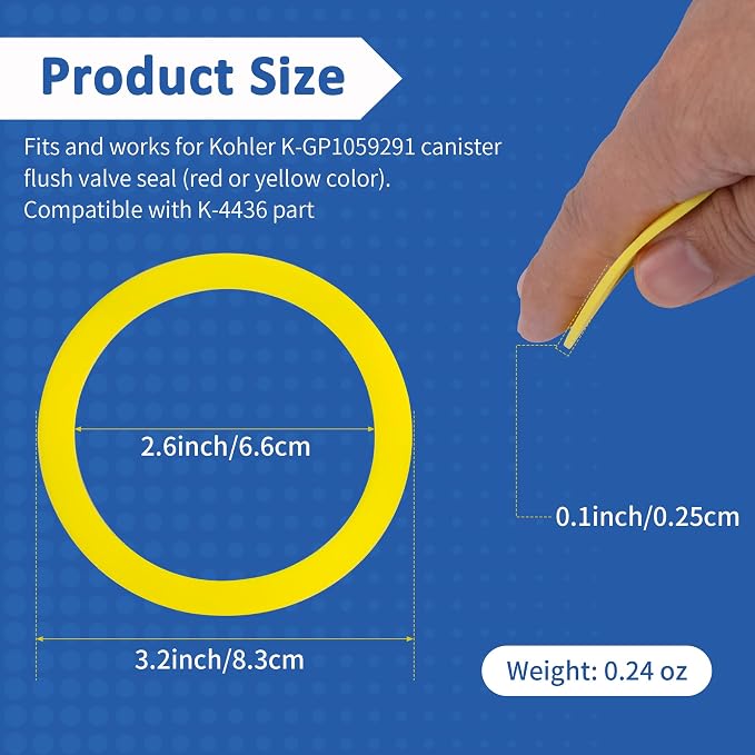 2Pcs Canister Flush Valve Seal for Kohler, Toilet Tank Parts GP1059291 Flush - Image 3