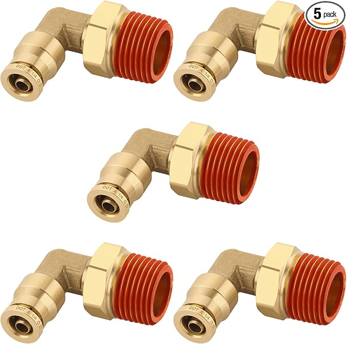 90° Swivel Male Elbow, 1/4" Tube x 3/8" NPT, DOT Approved 5PCS | by BOERAY