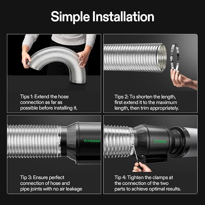 VIVOSUN 4 Inch 16 Feet Non-Insulated Flex Air Aluminum Ducting - Image 8