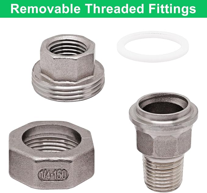 2Pcs Cast Pipe Fittings Union, 1/4" NPT Female x 1/4" NPT Male Thread 304 - Image 5