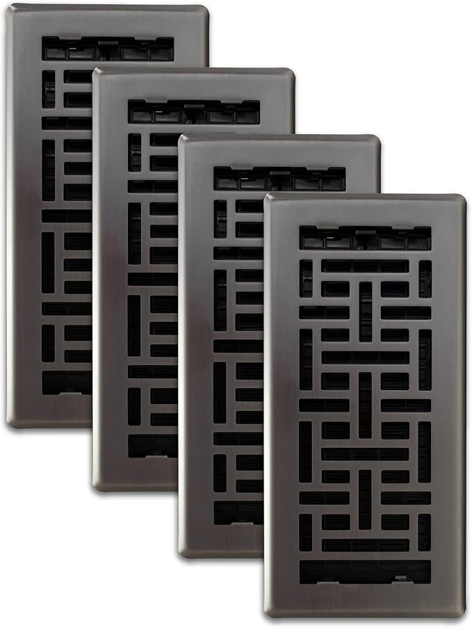 Decor Grates AJH410-GM Oriental Floor Register, 4x10 Inches, Gun Metal Finish by DecorGrates