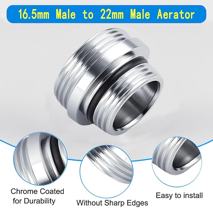 Faucet Aerator Adapter, M16.5 Male to 55/64" Male Adapter | Chrome Brass Faucet - Image 6