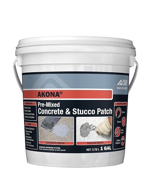 Pre-Mixed Concrete and Stucco Patch, 1 Gallon | Stucco Patch, Patching Material by AkonabyTCCMaterials