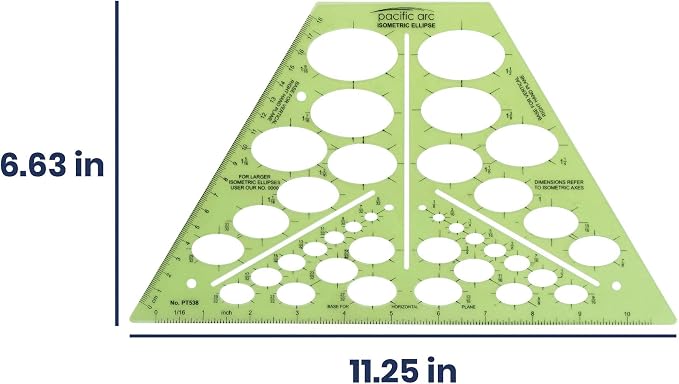Pacific Arc Isometric Ellipse Template Guide, 38 Ellipses of 35 Degrees ranging - Image 2