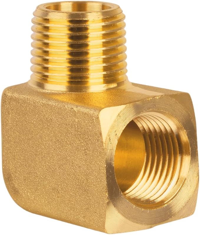 90 Degree Elbow, 3/8" NPT Male × 3/8" NPT Female Brass Pipe Fitting, Barstock by KAINGA