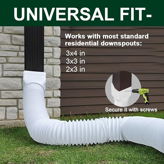 2 Pack White Rain Gutter Downspout Extensions, Gutter Extender - Image 6