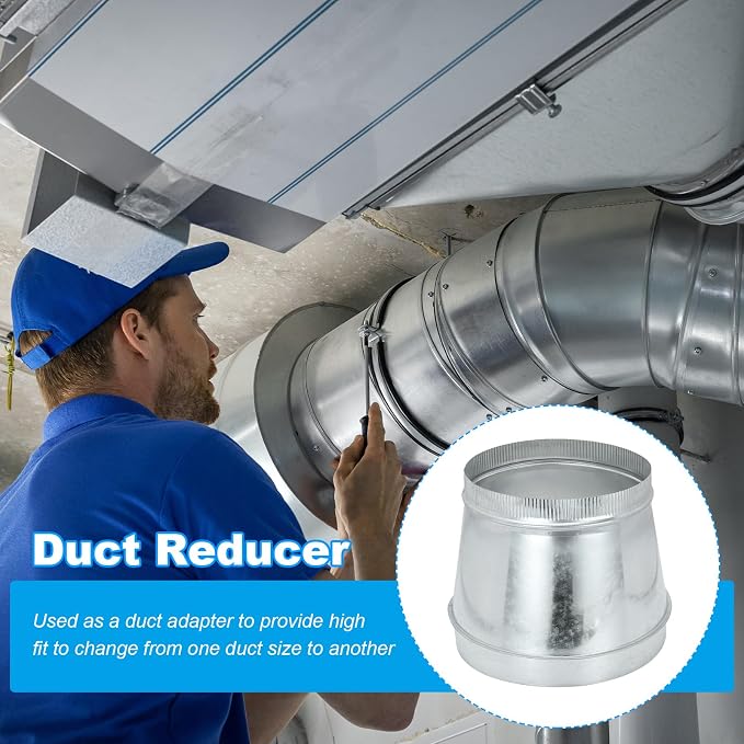 PATIKIL 12 Inch to 10 Inch Duct Reducer, Galvanized Steel Round Air Duct - Image 4