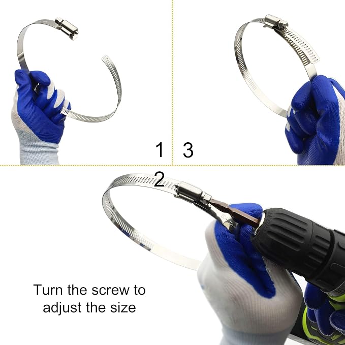 5 Inch Adjustable 304 Stainless Steel Duct Clamps Hose Clamp | 4Pcs 118mm-140mm - Image 3