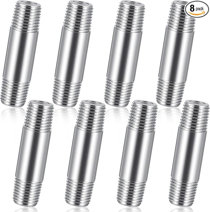 8 Pcs 304 Stainless Steel Pipe Fittings 1/4" NPT x 1/4" NPT Male Threaded 2" by Otoolling