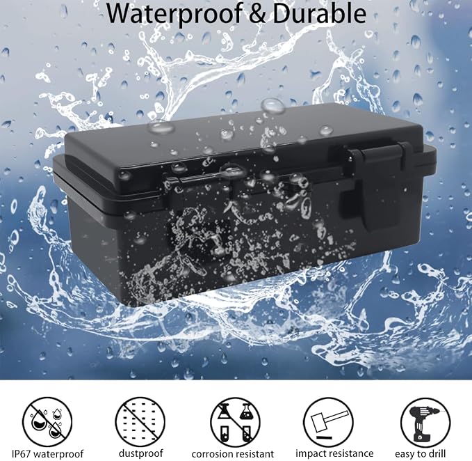 Junction Box, Hinged Black Cover IP67 Waterproof ABS Project Box - Image 2