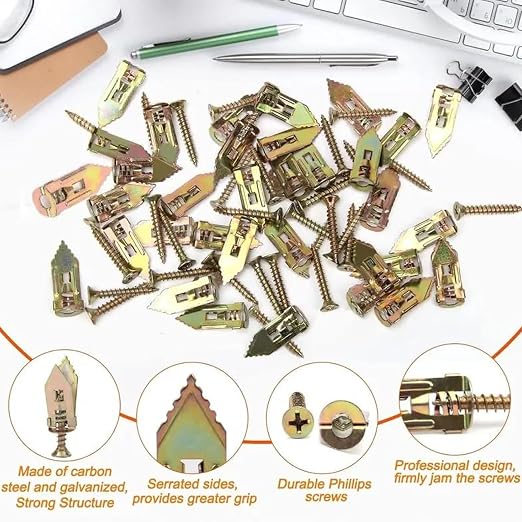 12x30mm Drywall Anchors 100 PCS, Galvanized Expansion Metal Wall Anchor Sleeves - Image 3
