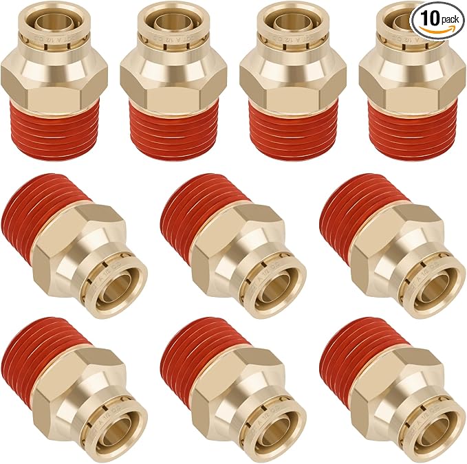 DOT Approved Male Straight Brass Union 1/2" Tube x 1/2" NPT, Quick Connect Union by BOERAY