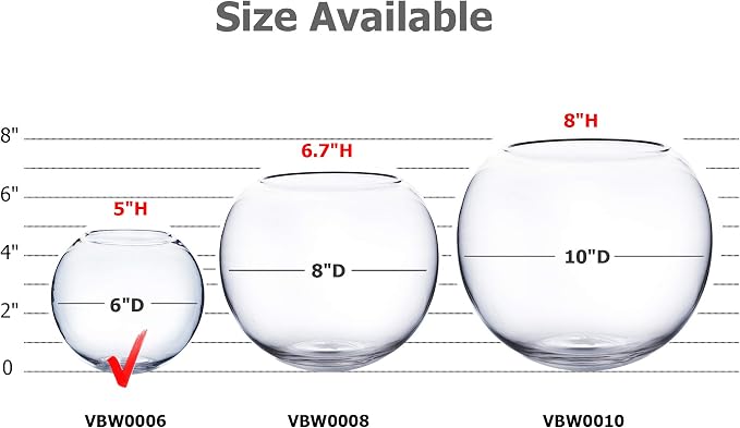 WGV Bowl Glass Vase Bulk, Diameter 6", Height 5", Open Width 4", 12 Pieces - Image 3