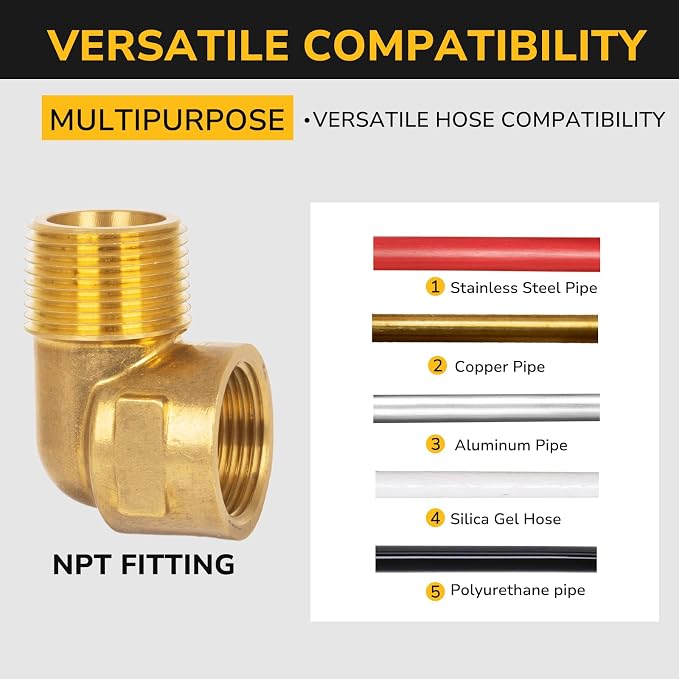 90 Degree Elbow, 3/4" NPT Male × 3/4" NPT Female Brass Pipe Fitting, Street - Image 8