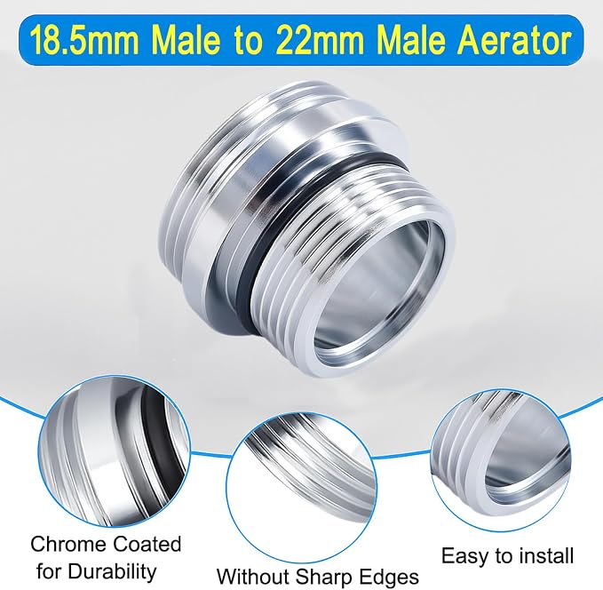 Faucet Aerator Adapter, M18.5 Male to 55/64" Male Adapter | Chrome Brass Faucet - Image 5