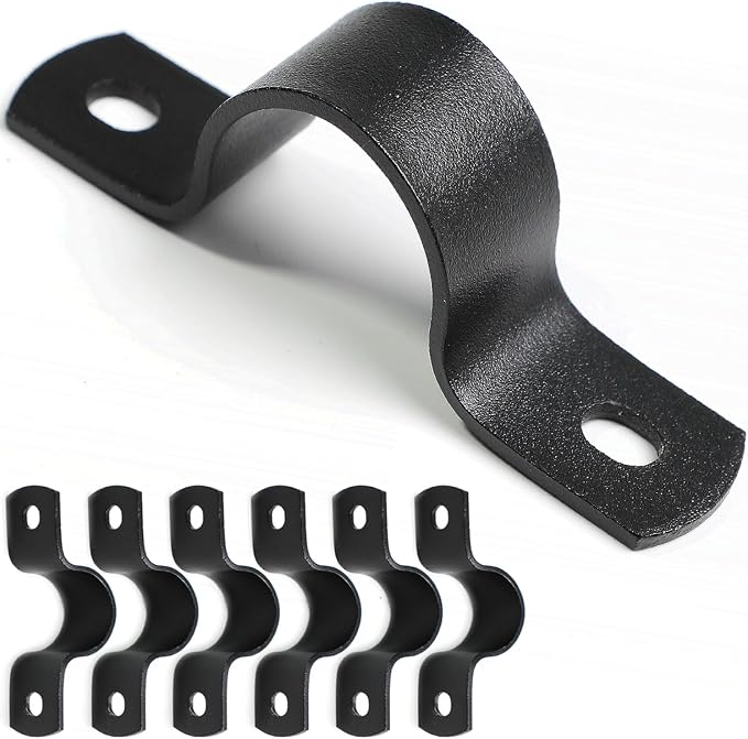Black U-Clamps 1/2 INCH Metal Pipe Clamps 2-Hole U-Brackets Suitable by AGUTEA