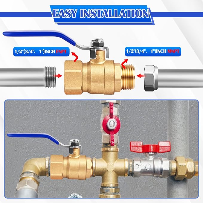 3/4 inch Full Port Ball Valve, 3/4'' Male to Female NPT Full Flow Control Valve - Image 6