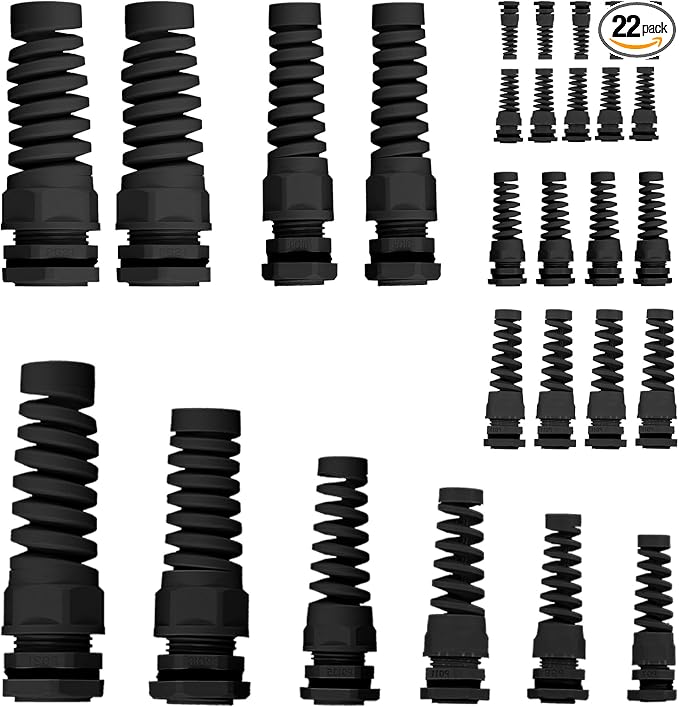 Swpeet 22Pcs 6 Sizes 3mm-18mm Waterproof Cable Gland Conduit Fittings by Swpeet