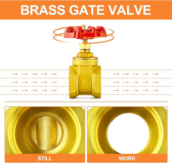 GASHER 1PCS 2 Inch Brass industrial Gate Valve, Heavy-duty Rotary Sluice Valve - Image 6