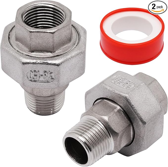 2Pcs Cast Pipe Fittings Union, 3/8" NPT Female x 3/8" NPT Male Thread 304 by SWZHAI