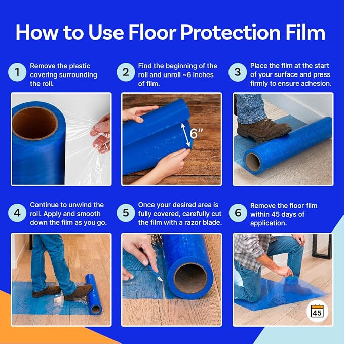 Floor Protection Film, 48 inch x 500' roll, Made in USA, Temporary Covering - Image 8