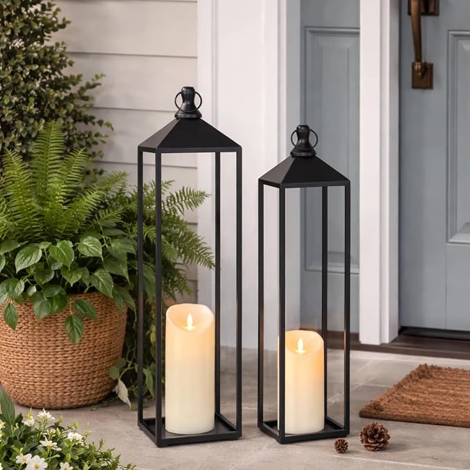 22'' 19'' Large Lanterns Decorative Outdoor Indoor, Modern Farmhouse No Glass - Image 3