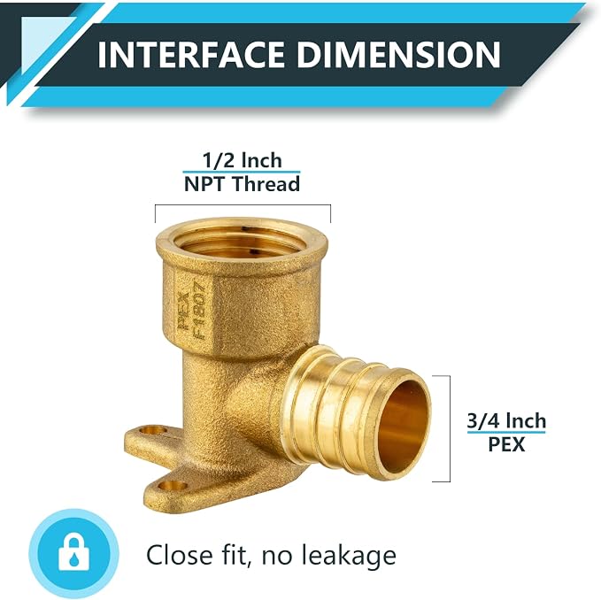 5Pack Seelink PEX Fittings, 3/4" PEX x 1/2" Female NPT Drop Ear Elbow | PEX - Image 2