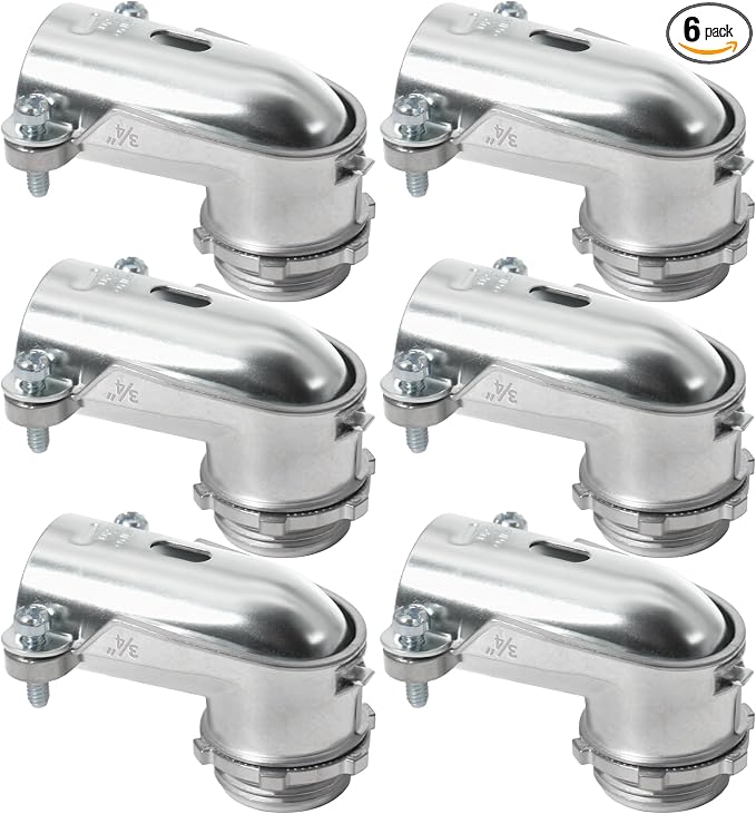 6 PCS 90° Squeeze Connectors for 3/4 Inch Flexible Metallic Conduit | Zinc die by AIRTAK