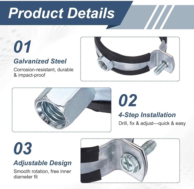 HARFINGTON 8 Pcs Split Ring Pipe Hanger 1" Galvanized Steel Sheet Wall Ceiling - Image 4