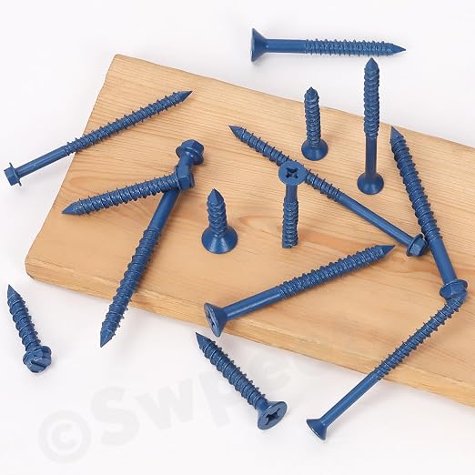Swpeet 52Pcs 3/16" x 2-1/4" Slotted Hex Washer Head Concrete Screws Anchor - Image 7