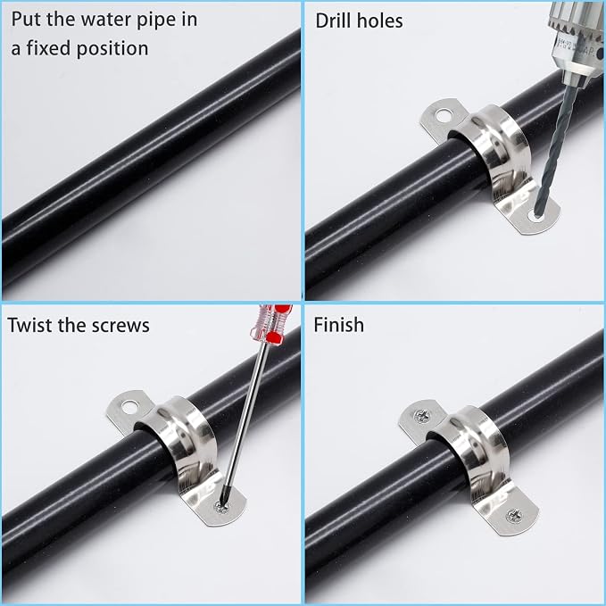 Bonsicoky 10Pcs M12 Rigid Pipe Strap, 1/2" Stainless Steel 2 Holes Cable U - Image 5