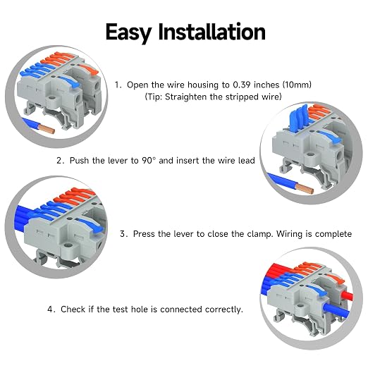 3Pcs Lever Wire Connectors, 2 in 8 Out, 4-2.5 mm² | 4-2.5 mm² Quick Wiring DIN - Image 6