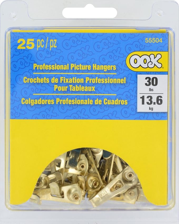 OOK Professional Picture Hangers, 30lb Capacity, 25 Pack, Brass Finish | Steel - Image 2
