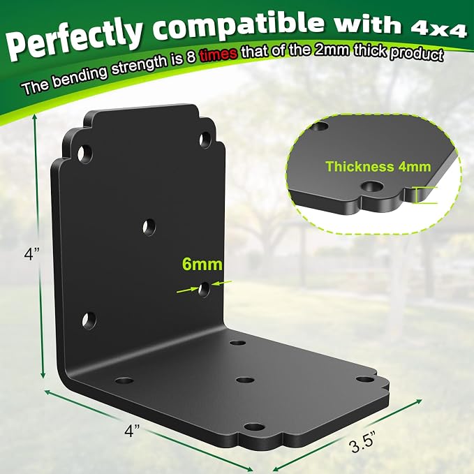 8 PCS 4x4x3.5 L Right Angle Bracket, Heavy Duty Corner Brace | - Image 2