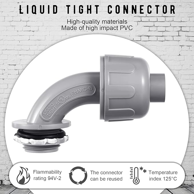 BBTO 24 Pieces 1/2 Inch Liquid Tight Connector Flexible Non Metallic Electrical - Image 3