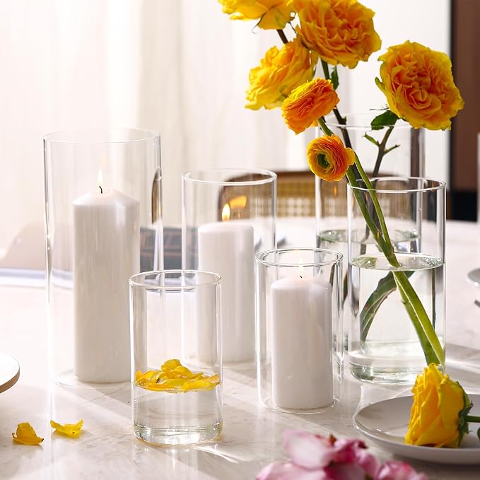 PHOSPHOR Hurricane Candle HoldersFor Pillar Candle Clear Glass Cylinder - Image 6