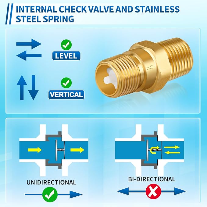 1/2'' NPT Lead-Free Brass RV Camper Water Heater Check Valve, Male to Male | RV - Image 6