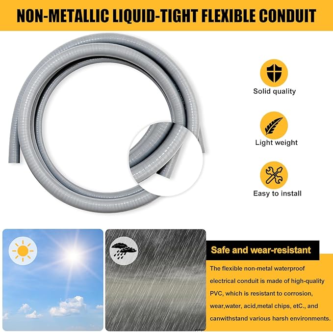 1 inch 6 Foot Liquid-Tight Conduit Kit, Flexible Non Metallic Electrical - Image 2