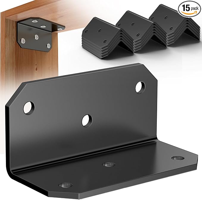 Yuleimy L Brackets for Wood, 2x4 Inch Galvanized Corner Braces, 4×2×2 in. black by Unknown