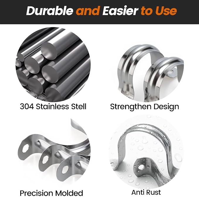 50 PCS 13/16 Inch, 304 Stainless Steel Extra Wide Pipe Clamps, Heavy-Duty Two - Image 3