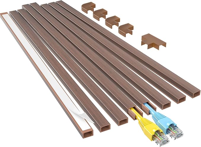 Yecaye Cord Hider, 113in One-Cord Cable Raceways, W0.59in H0.4in, Cherry | TV by Yecaye