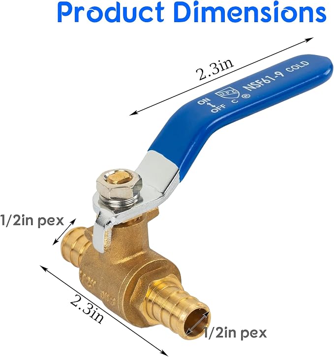 Hourleey 10 Pieces 1/2 Inch Pex Brass Full Port Shut Off Ball Valve HOT AND COLD - Image 2