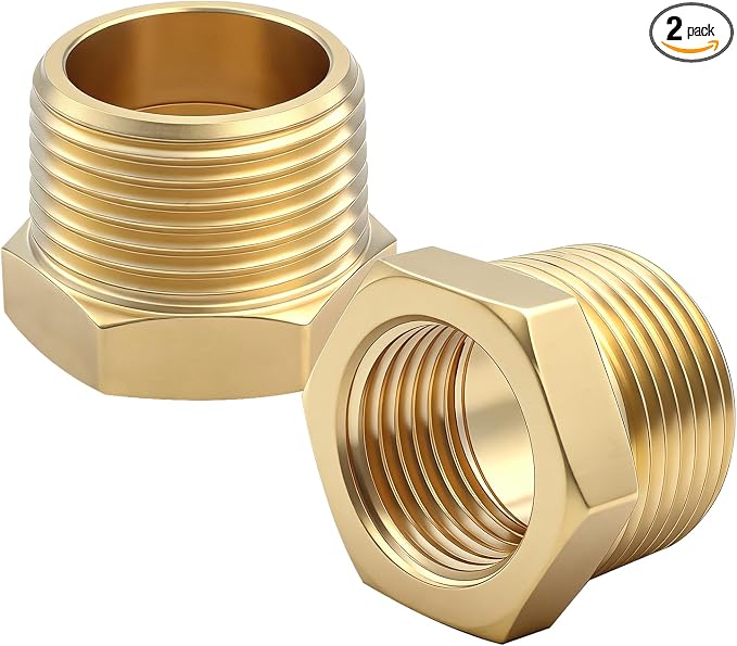 Brass Reducer Hex Bushing, 3/4" Male NPT to 1/2" Female NPT, Heavy Duty by Unknown