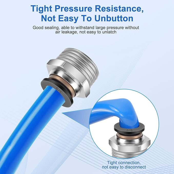 CNAODUN 12 Pcs Push to Connect Fittings 3/8 Inch Tube OD x 1/2 Inch NPT Thread - Image 4