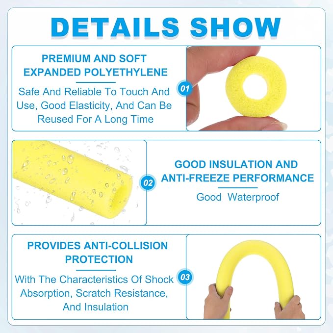 PATIKIL Pipe Insulation Foam Tube Foam Pipe Tubing Covers Yellow 2Pcs | 13/16" - Image 3