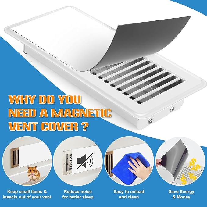 Magnetic Vent Covers, Extra Strong Magnets, 5.5" x 12", Fits Steel Vents Only - Image 3