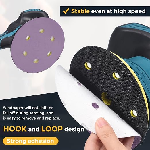 HARFINGTON 25Pcs 5Inch Sanding Disc 8 Hole 80Grit Purple Aluminum Oxide | Hook - Image 3