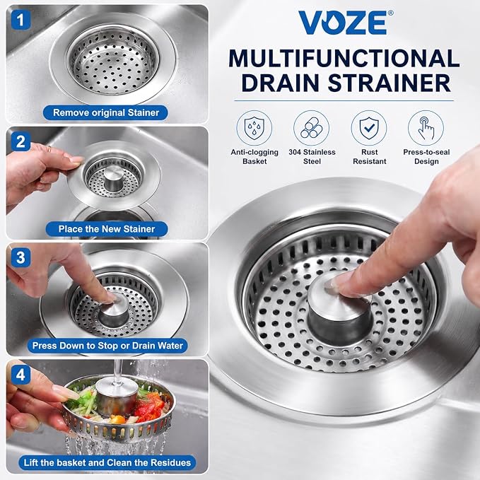 2 Pack Kitchen Sink Drain Strainer & Stopper - Image 8