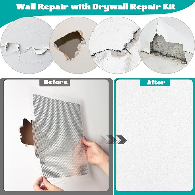 5Pcs Drywall Repair Kit Large Hole, 12 x 12in Self-Adhesive Drywall Patch | - Image 4